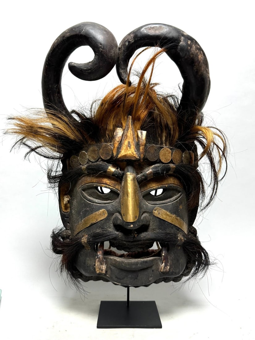 Ancient hand carved shaman mask - Nepal (1 of 17)