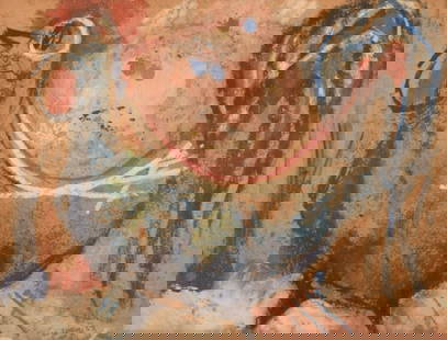 Mette Doller (b. 1925), Danish artist. Mixed media on paper. Rooster. Dated 1959.: Mette Doller (b. 1925), Danish artist. Mixed media on paper. Rooster. Dated 1959. Measures: 40 x 30 cm. The frame measures: 1.5 cm. In excellent condition. Signed and dated. Reserve: $392.00 Shipping: