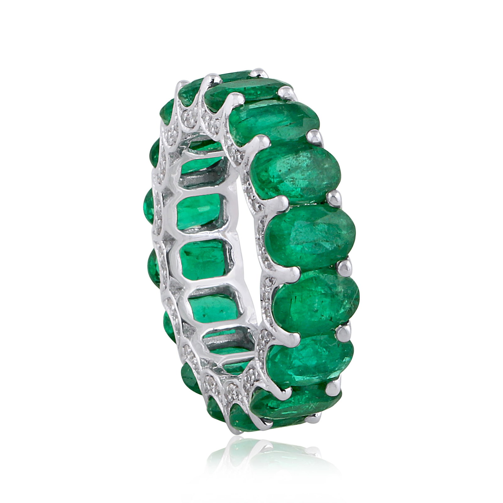 Zambian Emerald Diamond Eterinty Ring 14k White Gold (1 of 4)