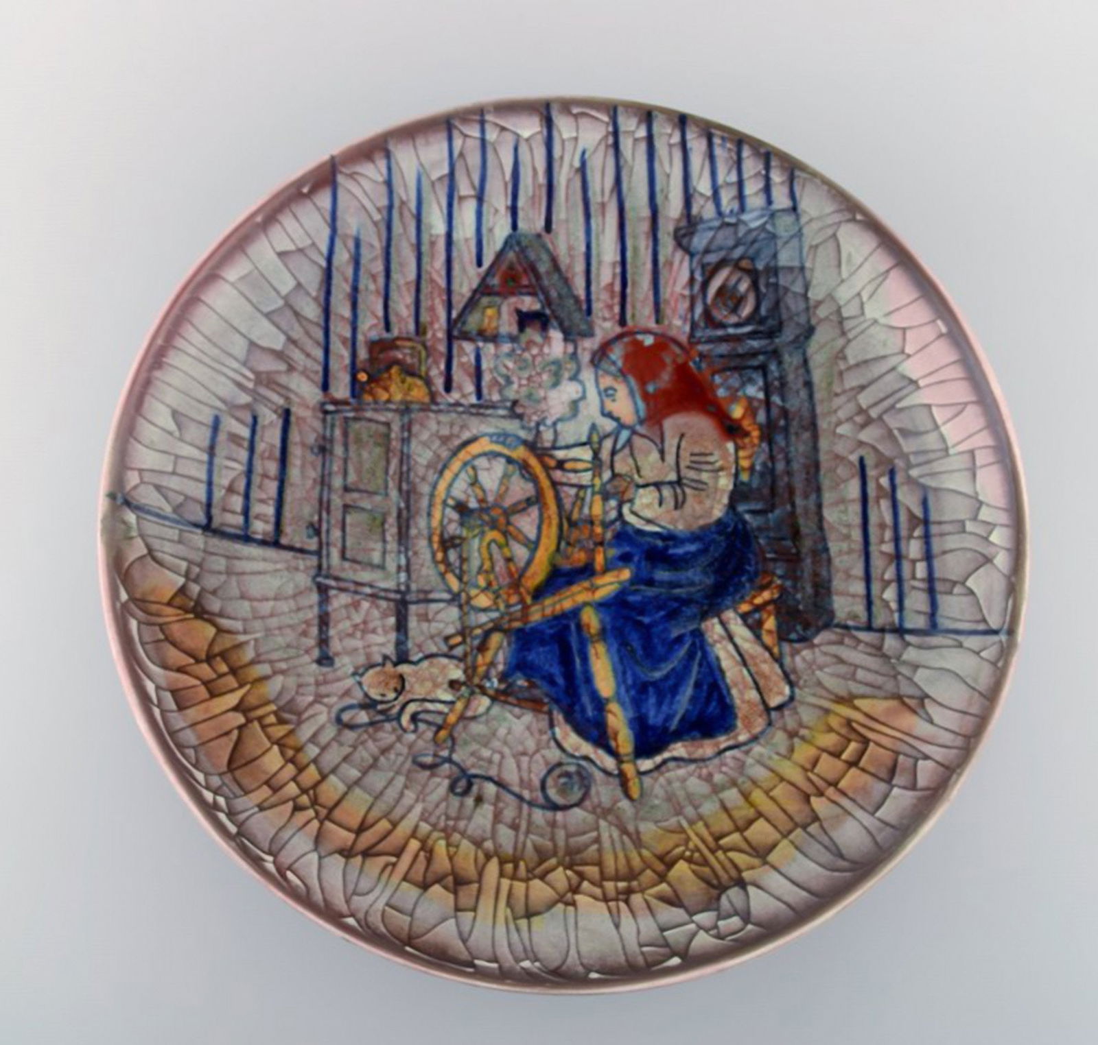 Michael Andersen, Denmark. Large bowl in glazed ceramics with weaver. Beautiful crackled glaze.: Michael Andersen, Denmark. Large bowl in glazed ceramics with weaver. Beautiful crackled glaze. 1950s. Measures: 40 x 8.5 cm. In very good condition. Stamped. Reserve: $238.00 Shipping: Domestic: Ship