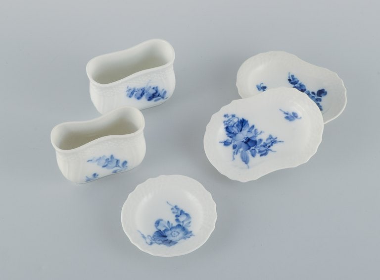 Five pieces of Royal Copenhagen Blue Flower braided porcelain. (1 of 8)