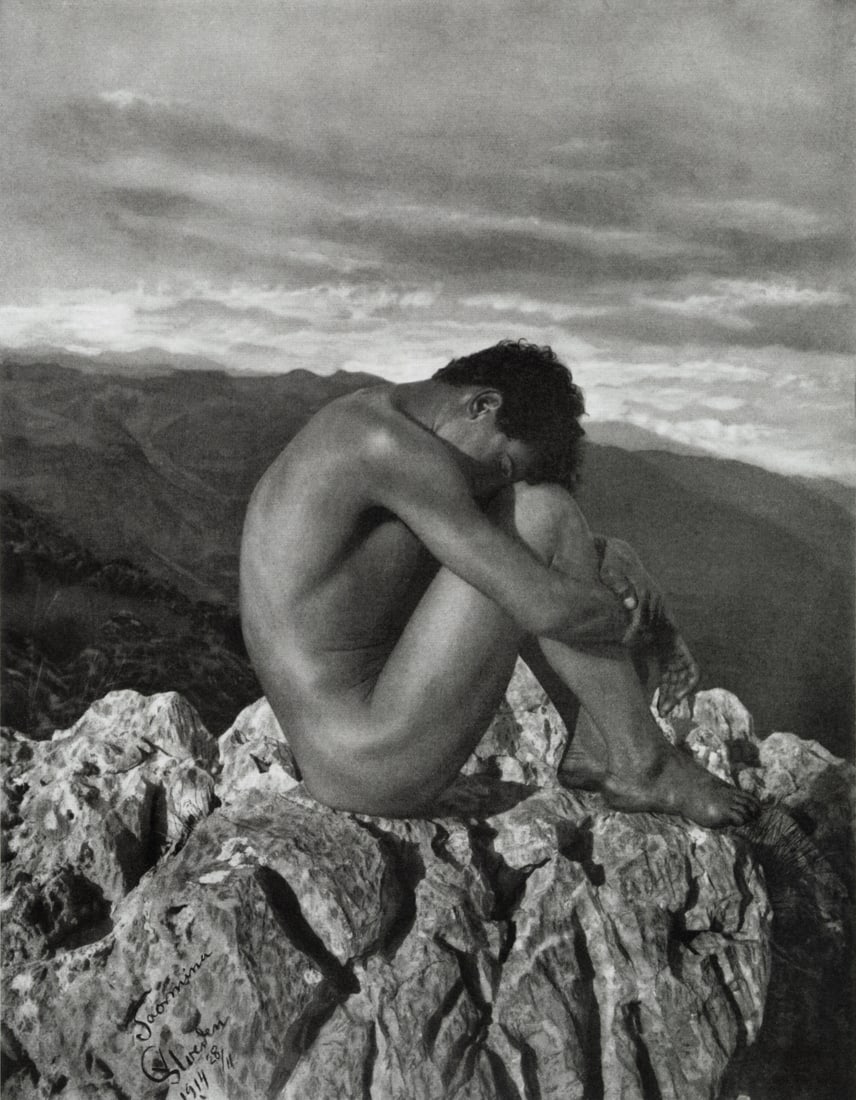 BARON VON GLOEDEN - Male Figure, Sicily, 1914: Artist: Baron Von Gloeden Title: Male Figure, Taorimina, Sicily, 1914 Medium: Photo Litho, 2008, Italy Dimensions: 8.9x11.45" Description: Heat Wax Mounted on 11x14" Conservation Board Artist Bio: Bar