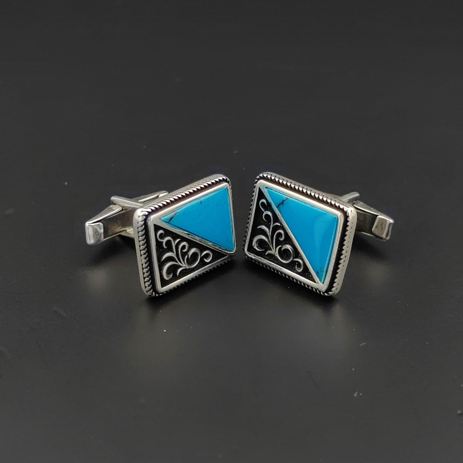 925 Silver Cufflinks with Turquoise (1 of 6)