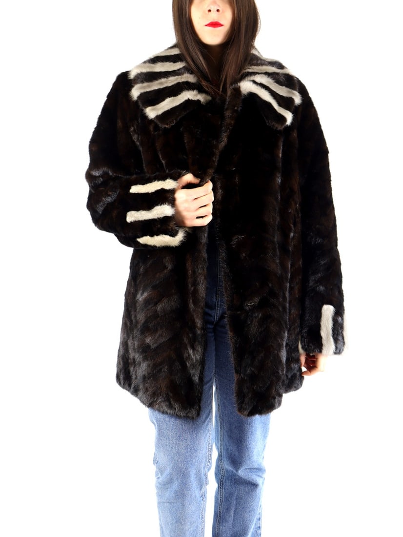 MAHOGANY & PLATINUM MINK FUR JACKET EU: XL; US: 20 (1 of 10)