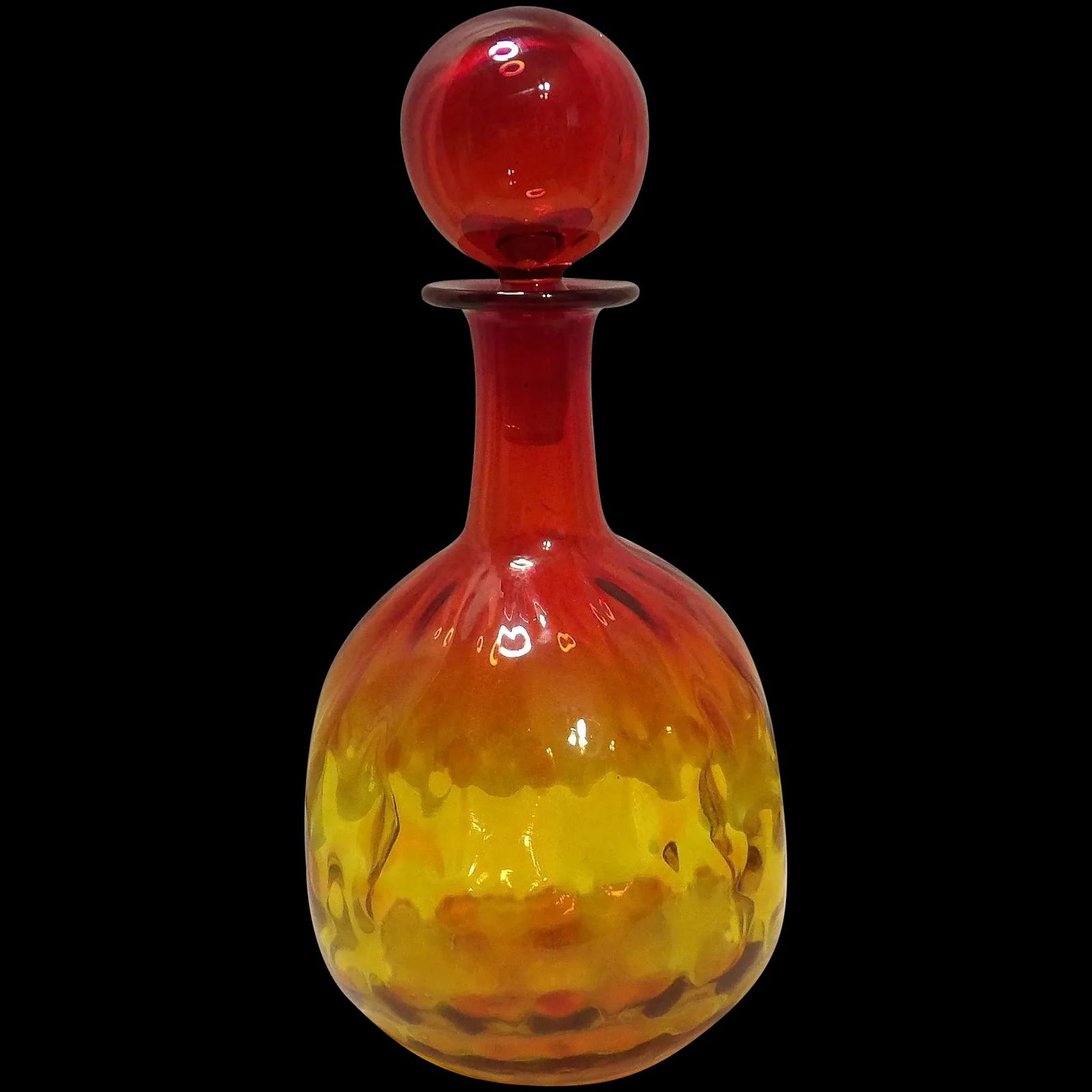 Vintage Hand Blown Blenko Amberina Round Decanter (1 of 9)