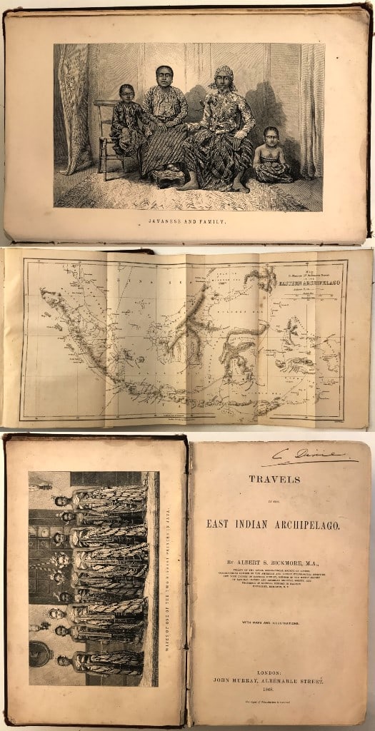 TRAVELS IN EAST INDIAN ARCHIPELAGO: Title: TRAVELS IN EAST INDIAN ARCHIPELAGO Author: Albert S. Bickmore Date: 1868 Publisher: John Murray London Edition: 1st edition Additional Information: TRAVELS IN EAST INDIAN ARCHIPELAGO by Albert