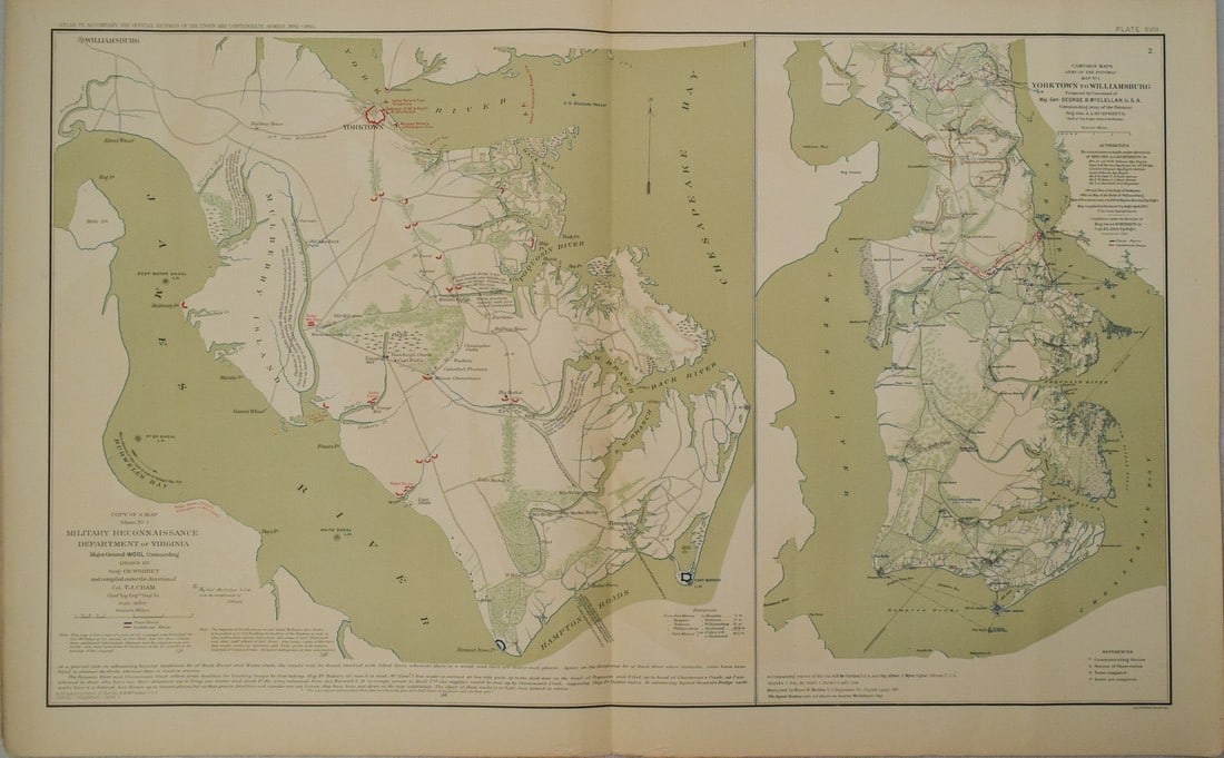 1893 Civil War Map of Virginia Battles -- …Department of Virginia… [with] … Army (1 of 1)