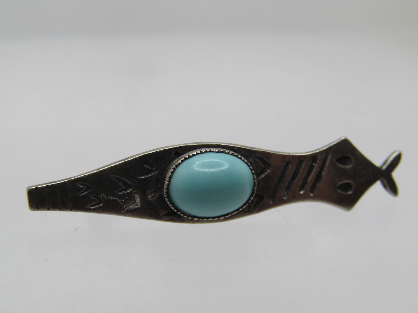 Vintage Southwestern Snake Brooch, Blue Stone, 1940's-1950's, C-Clasp (1 of 4)