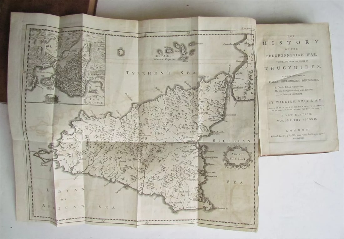 1781 HISTORY of PELOPONNESIAN WAR 2 VOLUMES w/ MAPS antique (1 of 6)