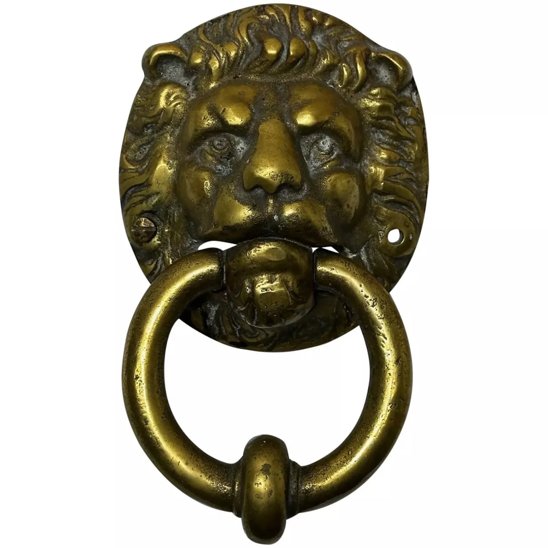 Antique Georgian Style Solid Thick Brass Door Knocker Form Lion Face Head Mask: Antique Solid Thick Brass Door Knocker Form Lion Face Head Mask Victorian Style 1 Large British Antique Heavy Solid Brass Door Knocker Form Of A Lion Face Head Mask. Add grandeur to your home or offic