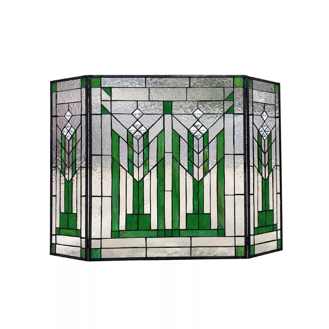 38" Folding Mission Style Stained Glass Fireplace Screen (1 of 1)