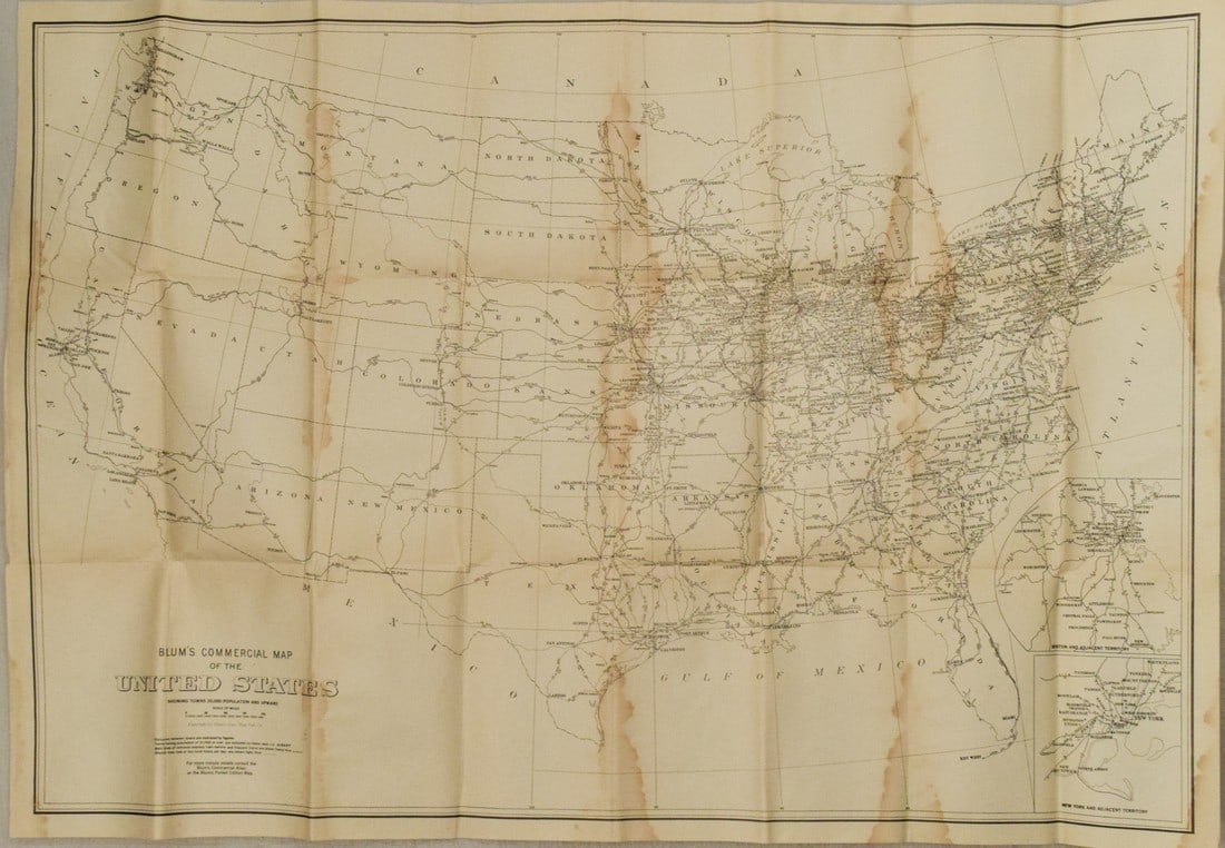 1920s Blum US Railroad Map -- Blum's Commercial Map of the United states (1 of 1)