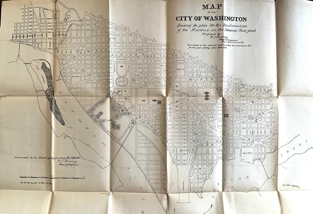 VERY RARE Map of Washington D.C. Plan for Reclamation of the Marshes, From a Supreme Court Exhibit, (1 of 1)