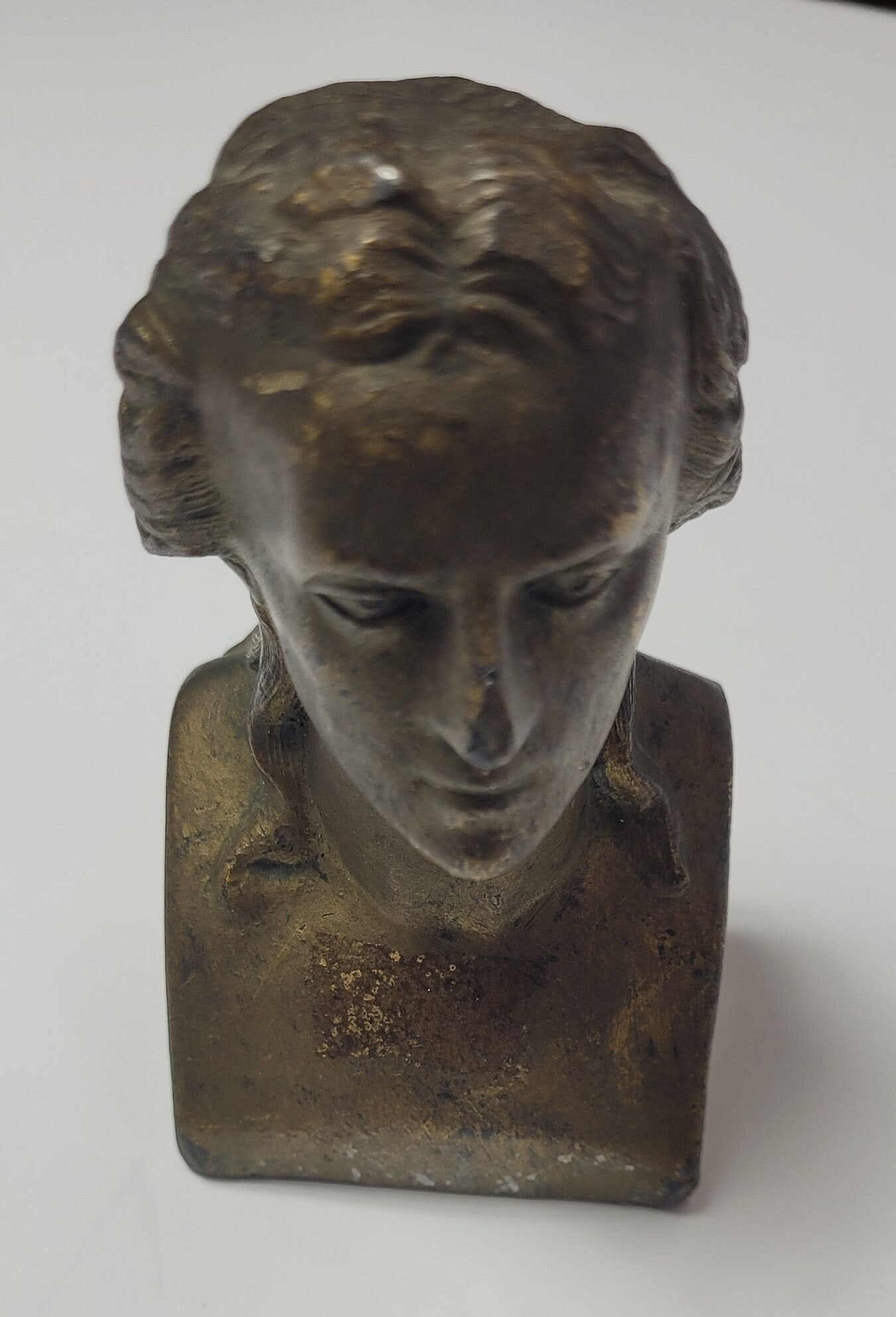 Vintage Cast Metal Head Bust Sculpture table top art statue paperweight Schiller (1 of 6)