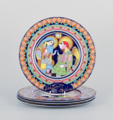Bjørn Wiinblad for Rosenthal, a set of four hand-painted Christmas plates with biblical motifs. (1 of 9)