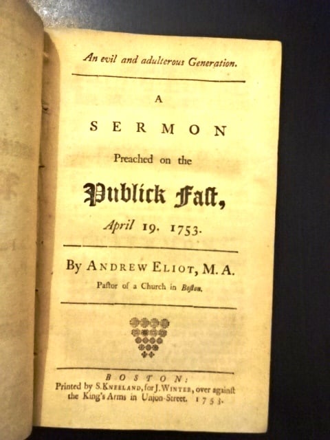 1753 Colonial Boston Sermon Adultery (1 of 4)