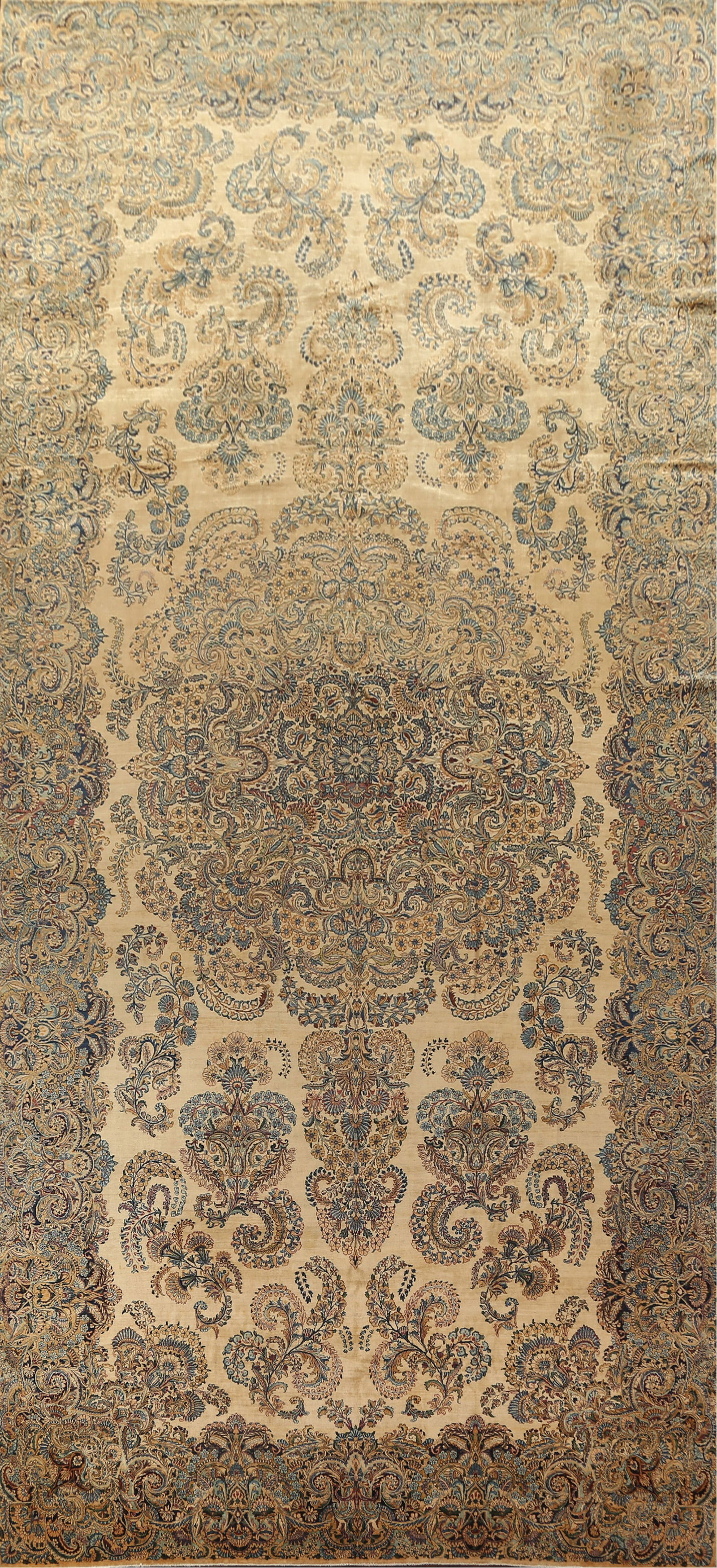 Antique Vegetable Dye Kerman Persian Area Rug 10x21 (1 of 20)