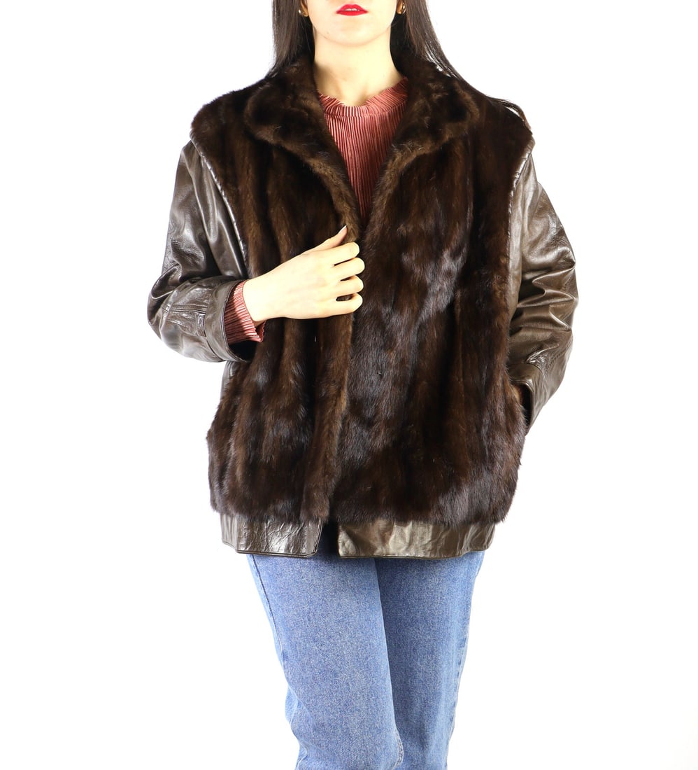 BRONW MINK BOMBER JACKET EU: XXL; US: 24 (1 of 10)