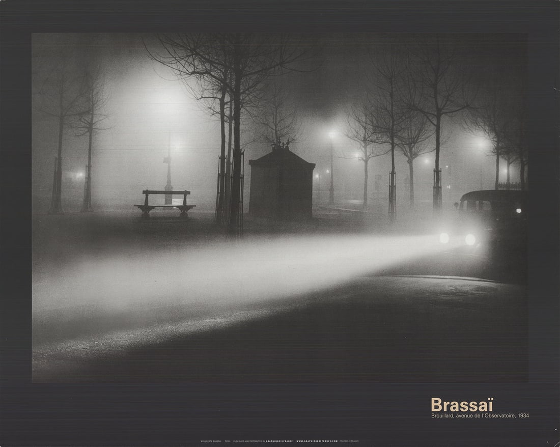Gilberte Brassai - Fog, Observatory Avenue - Offset Lithograph 15.75" x 19.75": Fog, Observatory Avenue by Gilberte Brassai, Unsigned Offset Lithograph. Paper size is 15.75 x 19.75 inches, with an image size of 12.5 x 17.5 inches. The Offset Lithograph is from an unknown edition