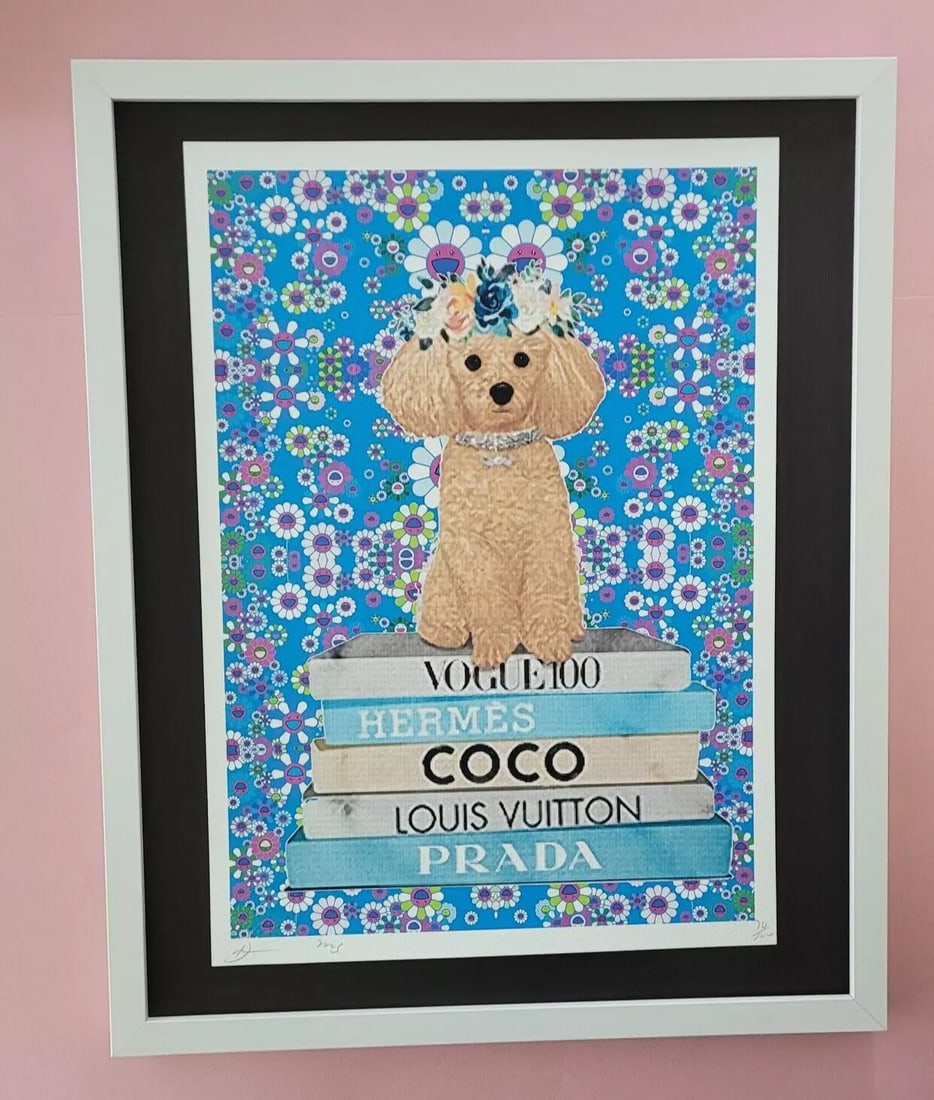 Death NYC Large Framed 16x20in Pop Art Graffiti COA Puppy Fashion Murakami #5: Up for Sale this Beautiful and Scarce Print by Pop Art Graffiti Master Artist Death NYC Hand Signed in Pencil Numbered X/100 or Proof This piece is mounted on a 20 x 16 in. black acid free black board