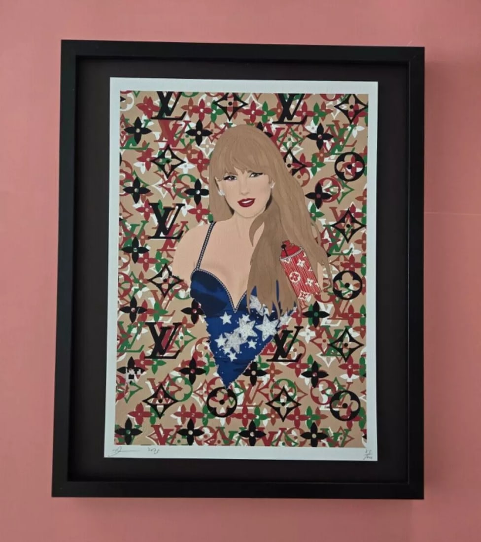 Death NYC Large Framed 16x20in Pop Art Graffiti COA TAYLOR SWIFT LOUIS VUITTON#7: Up for Sale this Beautiful and Scarce Print by Pop Art Graffiti Master Artist Death NYC Hand Signed in Pencil Numbered X/100 or Proof This piece is mounted on a 20 x 16 in. black acid free black board