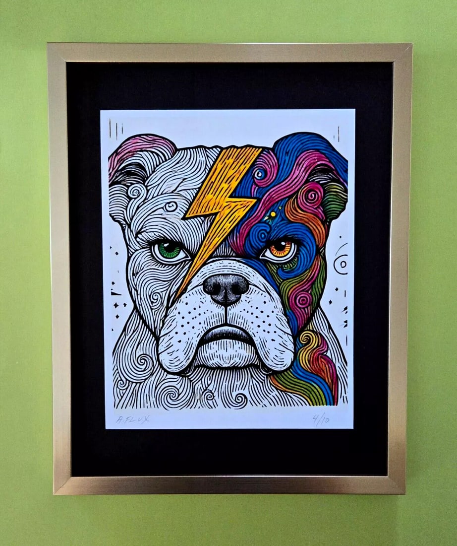 AIDAN FLUX | Hand Signed Authentic Ltd ED of 10 Print Framed David Bowie Dog COA (1 of 5)