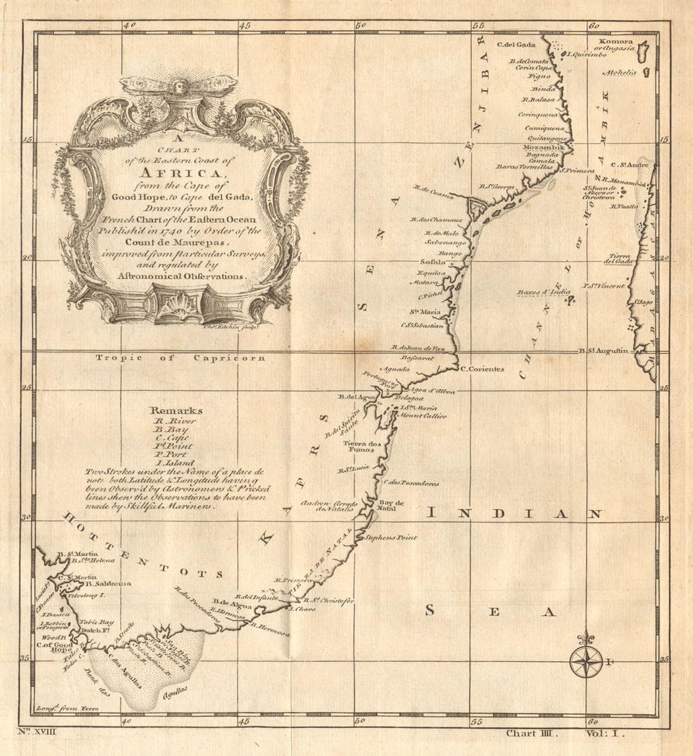 East coast of Africa from the Cape… South Africa Mozambique. CHILD 1745 map (1 of 1)