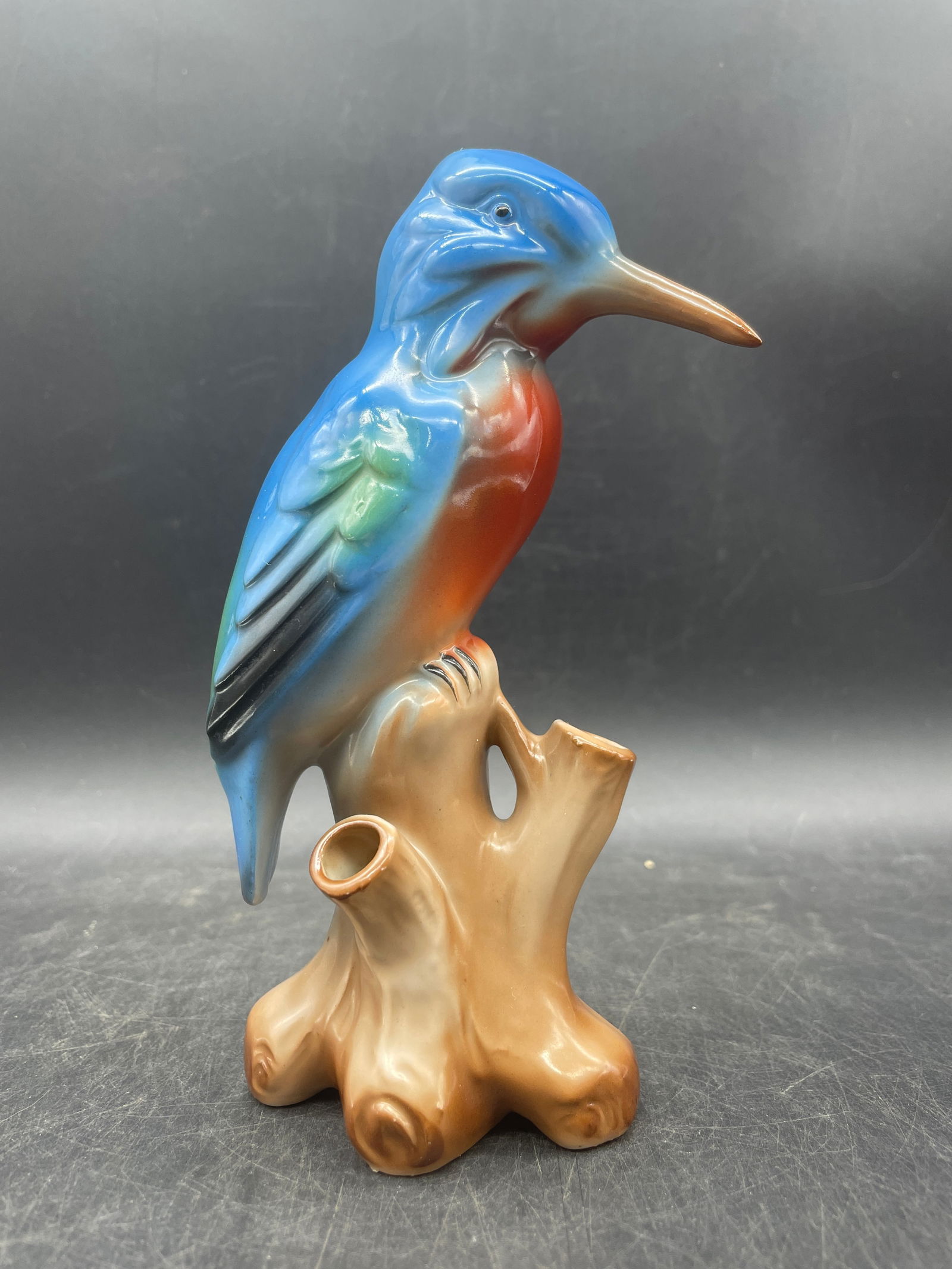Vintage Kingfisher Bird on Branch Flower Frog Germany (1 of 8)