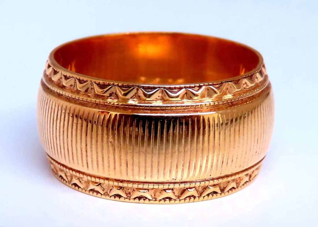 Wide Solid 10mm Band 14kt Gold Ring 7 (1 of 4)