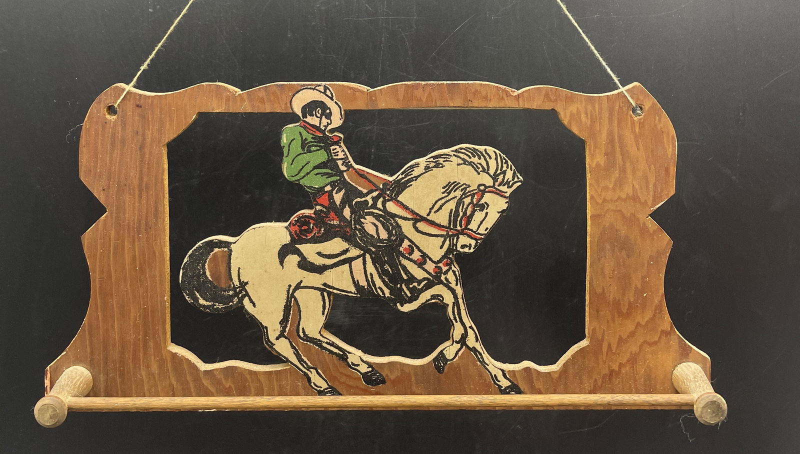 1940's Wooden Lone Ranger Cowboy Western Rodeo Wall Rack (1 of 8)