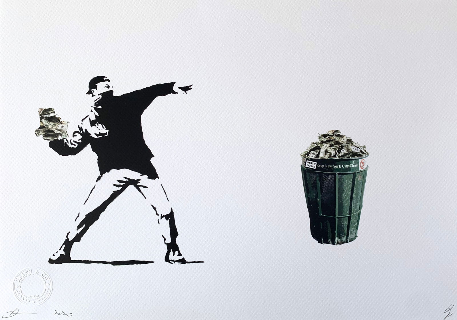 Death NYC Banksy Thrower NYC trash (1 of 3)