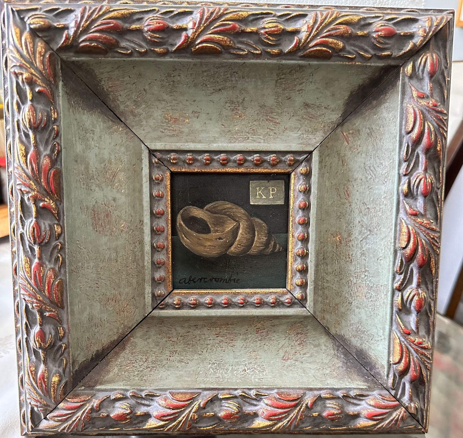 Getrude Abercrombie: Title: Getrude Abercrombie Dimensions: 2 3/4x 2 3/4 Description: Abercrombie. Technique: Oil on Masonite painting. Measures : 2 3/4 x 2 3/4. Provenance: Private Collection acquired by descent. ". Aber