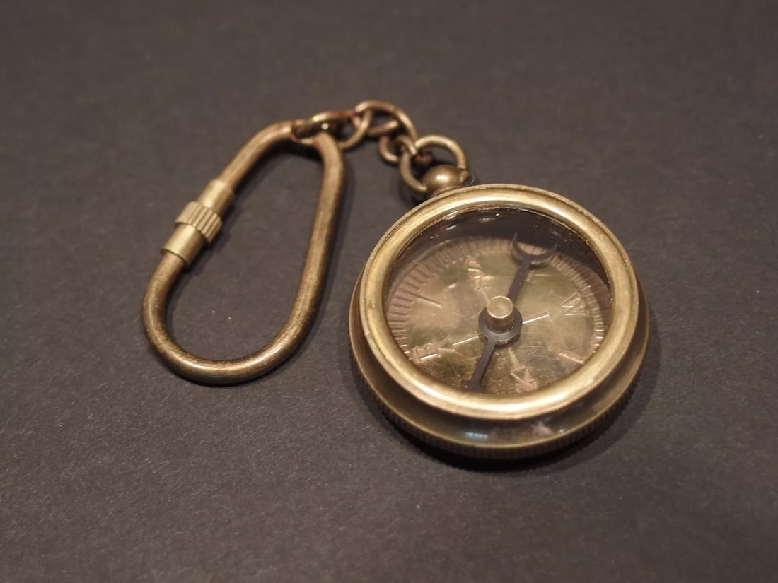 Solid Brass Compass Keychain (1 of 8)