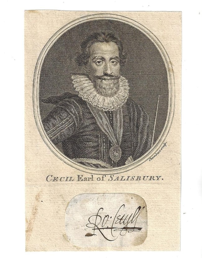 Signature and Portrait Robert Cecil Elizabethan Tudor (1 of 1)