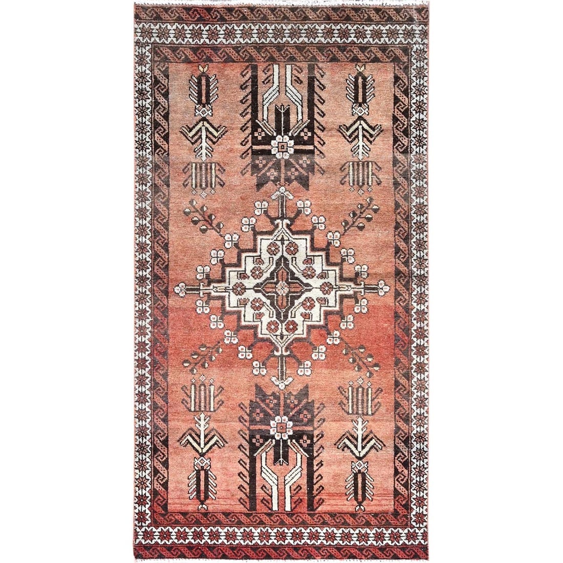 Brown Semi Antique Zoroastrian Open Field Bakhtiari Wide Runner Rug (1 of 8)