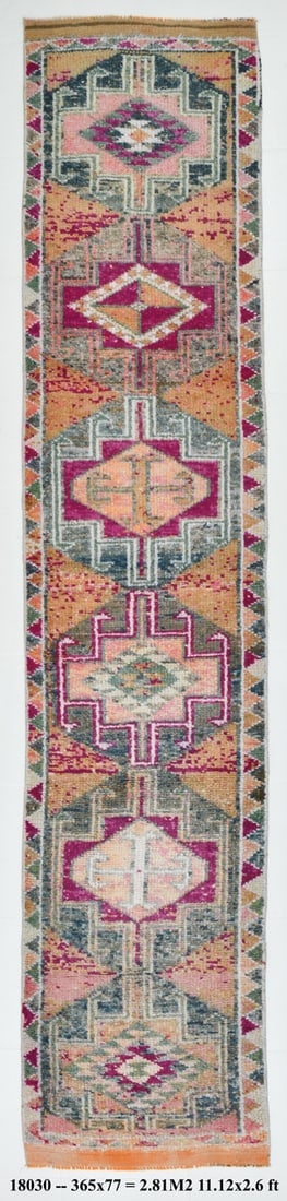 2'6" x 11'12" Vintage Wool Runner Rug - 18030 (1 of 20)
