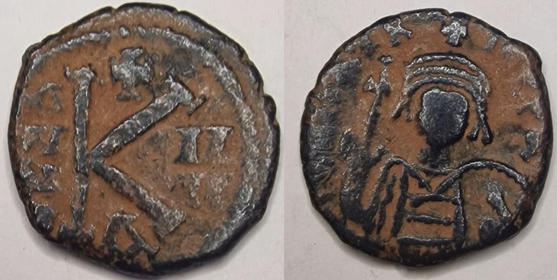 The Byzantine Empire: Title: The Byzantine Empire Description: Justinian I Date/Period: 627-565 Materials: bronz coin Dimensions: 20.4 mm Reserve: $10.00 Shipping: Domestic: Flat-rate of $13.00 to anywhere within