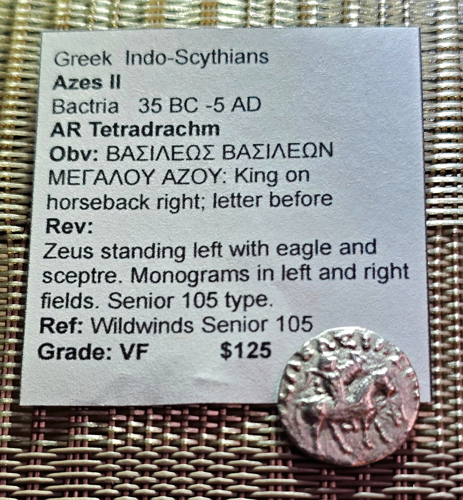 Greek Azes II Silver Tetradrachm (1 of 2)