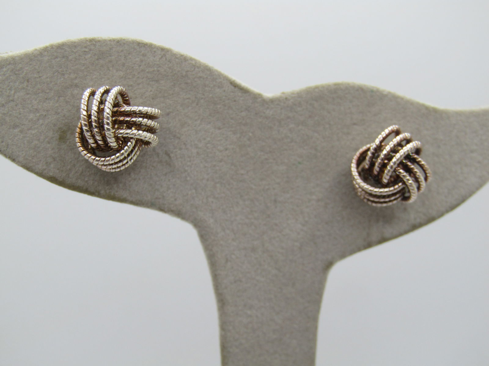 Vintage Sterling Tripled Banded Love Knot Earrings, 1970's -1980's, Signed (1 of 6)