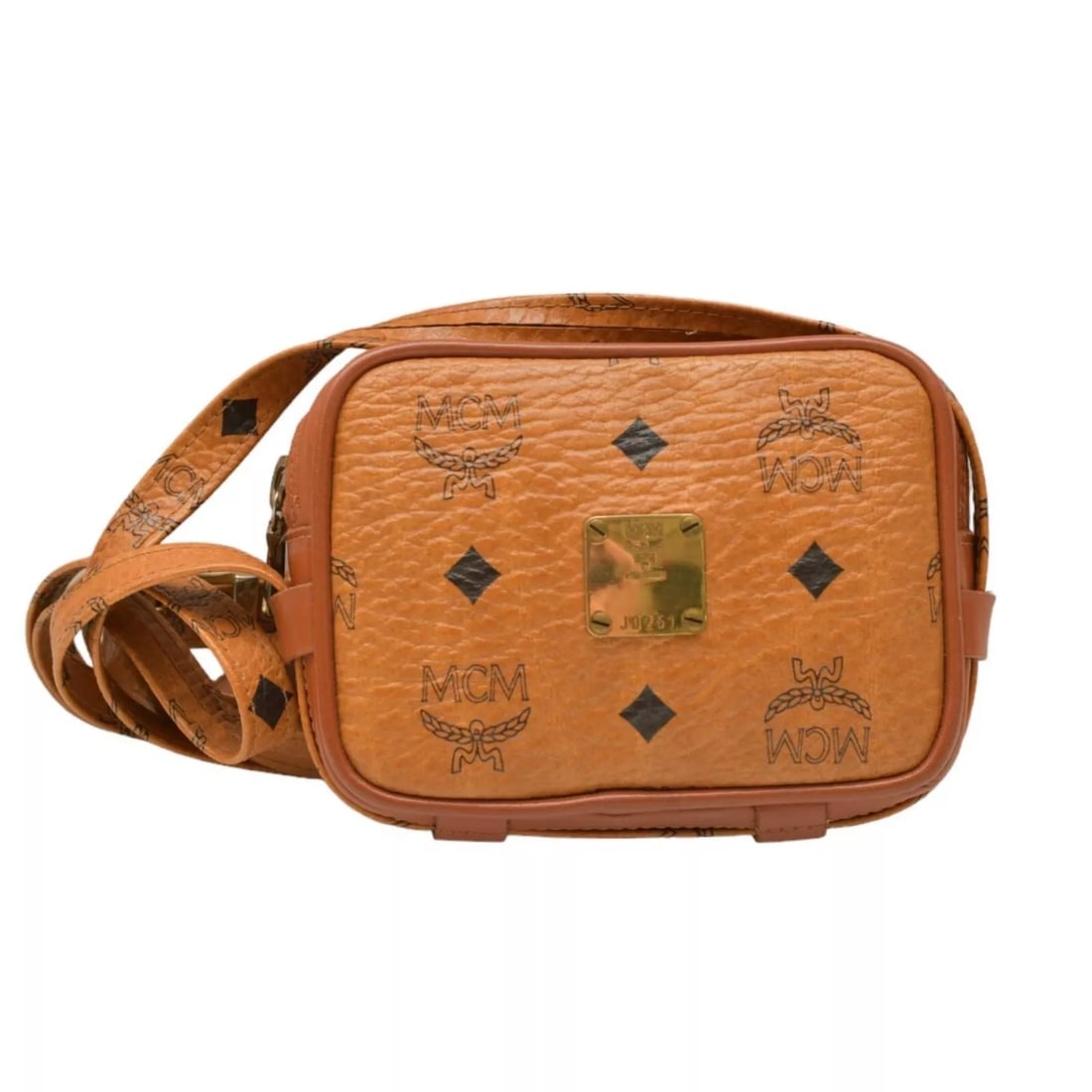 MCM Aren Visetos Monogram Canvas Brown Logo Plaque Handbag Small Crossbody Bag (1 of 10)