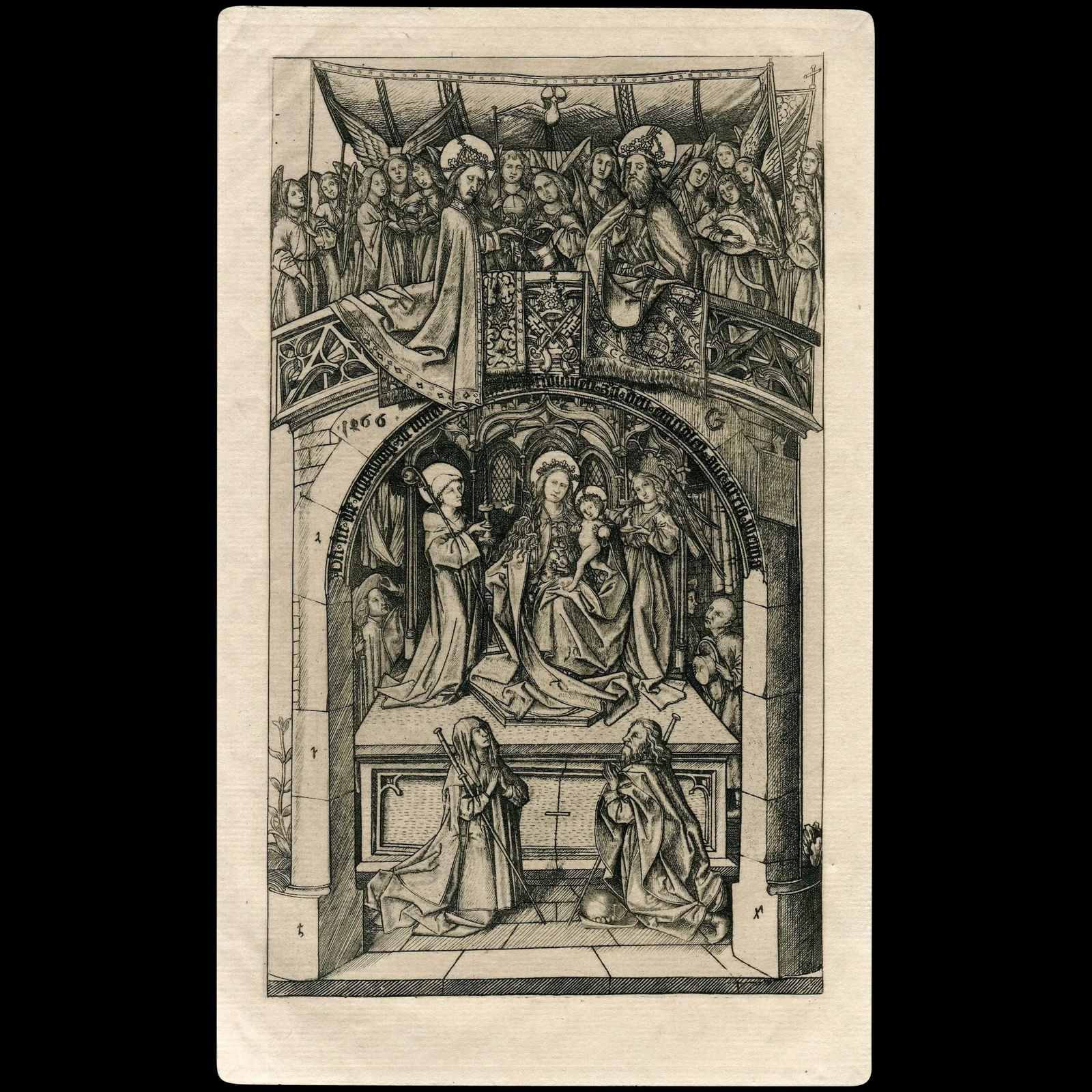 The Large Virgin of Einsiedeln, after The Master E.S. 1466 - Amand Durand heliogravure: The Large Virgin of Einsiedeln. Engraver: Charles Amand-Durand (1831-1905). Technique: Heliogravure Etching - etched on a copper plate and printed as an ordinary etching in the standard way using laid