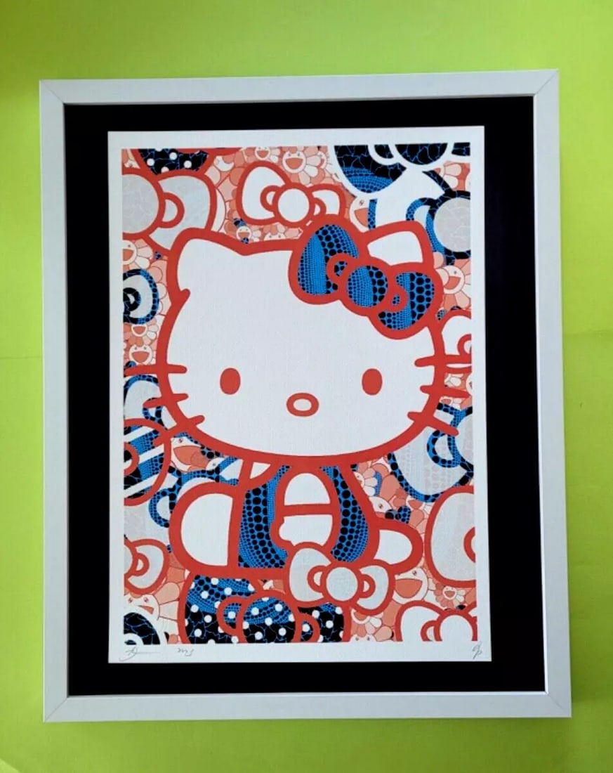 DEATH NYC Hand Signed LARGE Print Framed 16x20in COA HELLO KITTY YAYOI KUSAMA #6: This is a Stunning and Scarce 100% Authentic New Print by Death NYC Hand Signed and Numbered in Pencil by the Artist Limited Edition of 100 Large Size: 45cm x 32cm About 18x13in Fine Art 300 gsm Paper