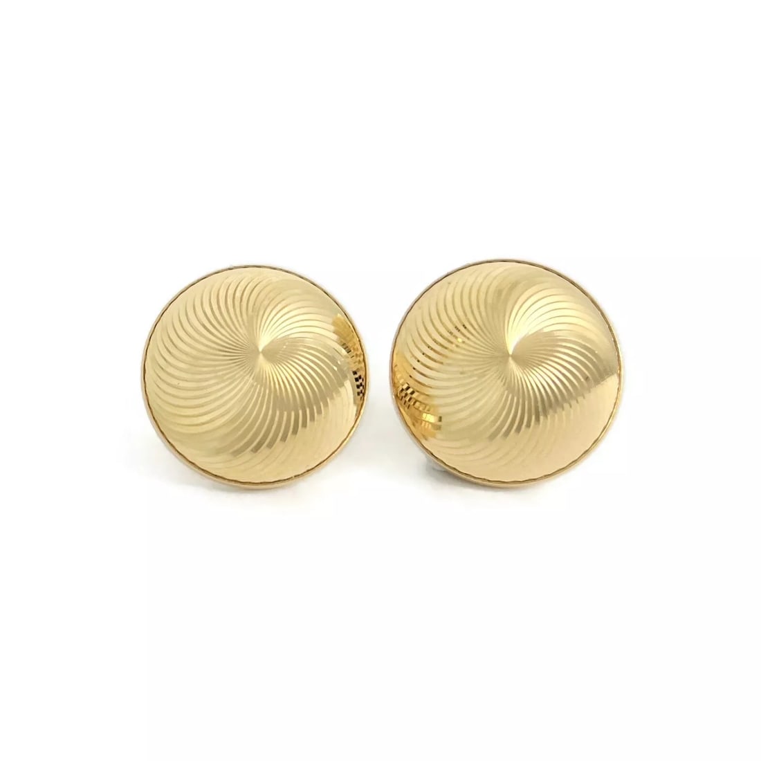 Vintage 1950's Swirl Button Stud Earrings 18K Yellow Gold, 3.65 Grams (1 of 5)