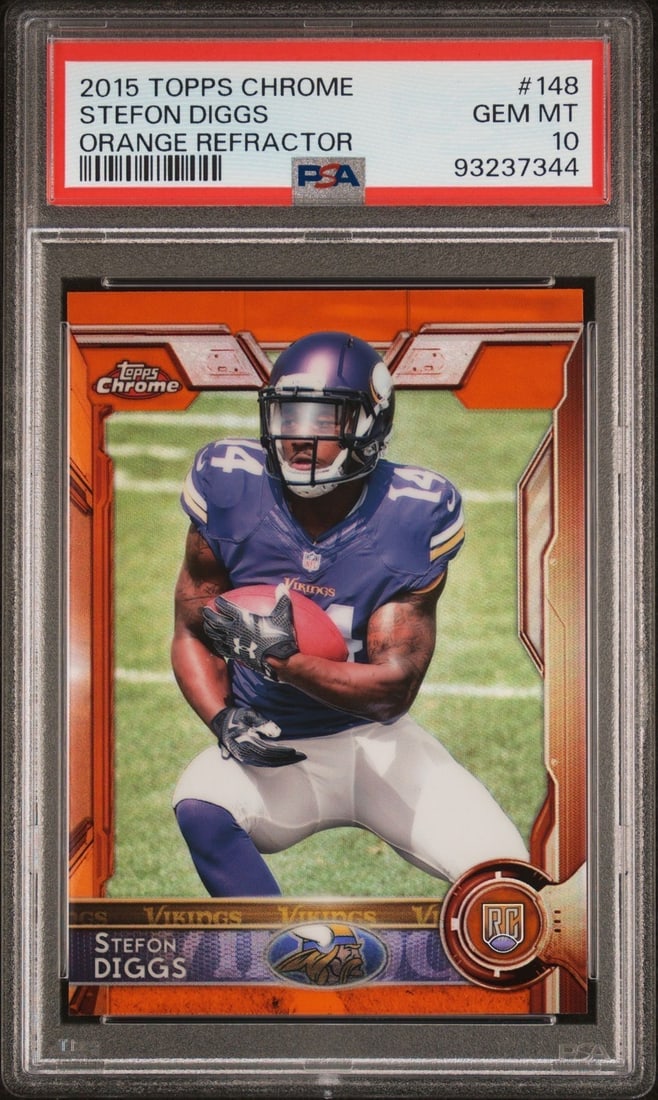 2015 Topps Chrome Stefon Diggs 148 Orange Refractor PSA GEM MT 10 (1 of 2)