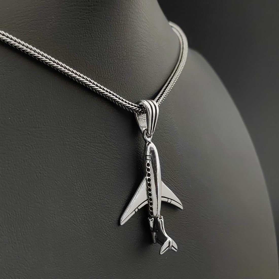 925 Silver Plane Pendant with Chain (1 of 9)