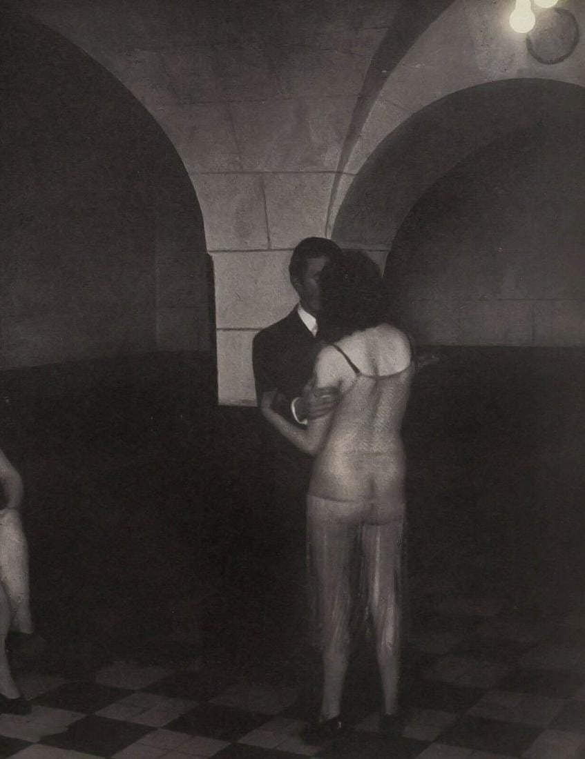 BRASSAI - A Brothel: Artist: Brassai Title: A Brothel Date: Sheet Fed Gravure, 1976, USA Dimensions: 7.5x9.6" Description: Heat Wax Mounted on 12x16" Conservation Board Artist Bio: Brassai was a Hungarian-French photograp