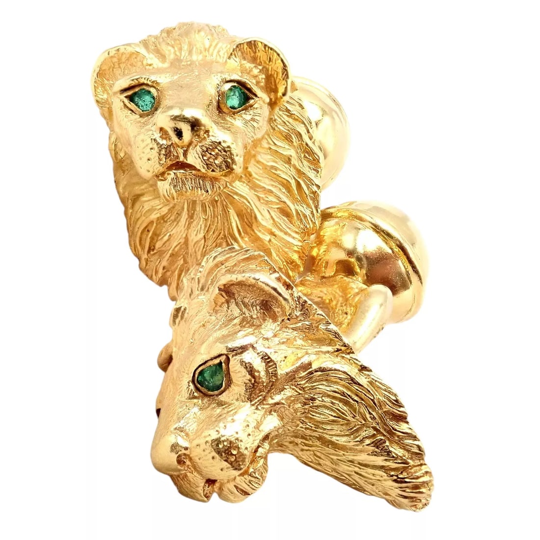Rare! Vintage Tiffany & Co. 18k Yellow Gold Emerald Lion Germany 1989 Cufflinks (1 of 14)