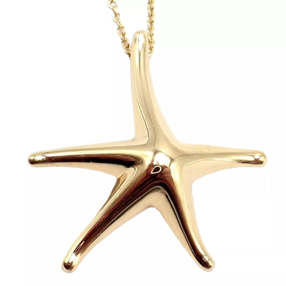 Authentic! Tiffany & Co Peretti 18k Yellow Gold Large Starfish Pendant Necklace (1 of 11)