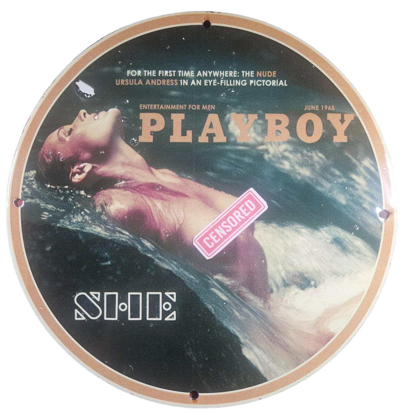 Vintage 12-inch June 1965 Rare Ursula Andress Porcelain Sign (1 of 2)