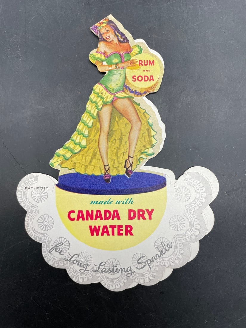 CANADA DRY WATER RUM & SODA TABLE TENT SIGN DANCING GIRL DIE CUT (1 of 7)